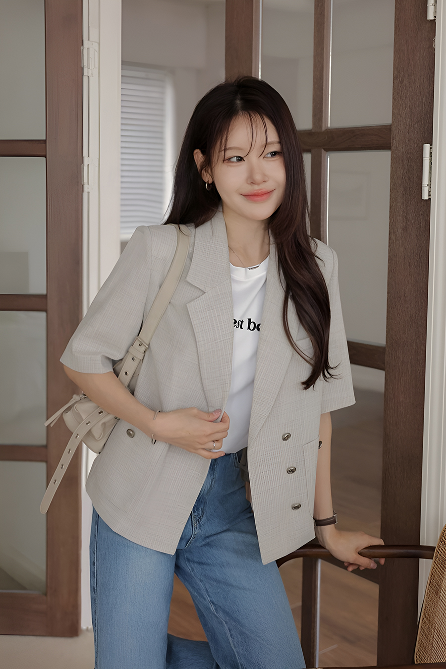 쥬딜테일러드 반팔자켓