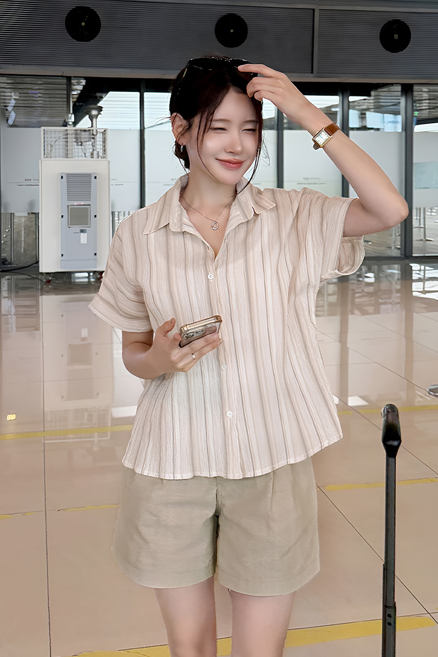 걸스트라이프 캡소매셔츠