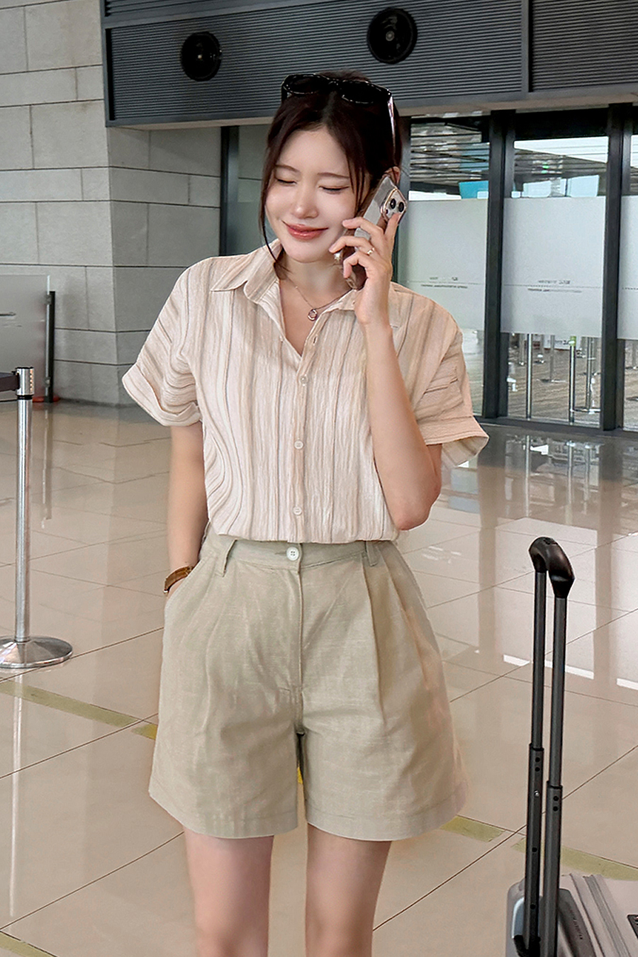 걸스트라이프 캡소매셔츠