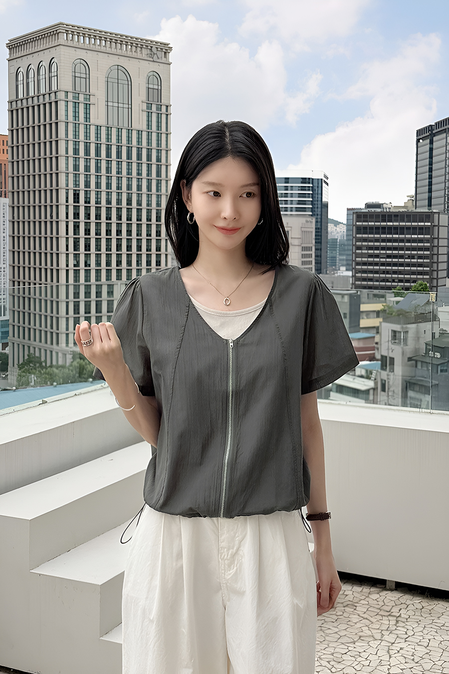 신레이어드 스트링블라우스