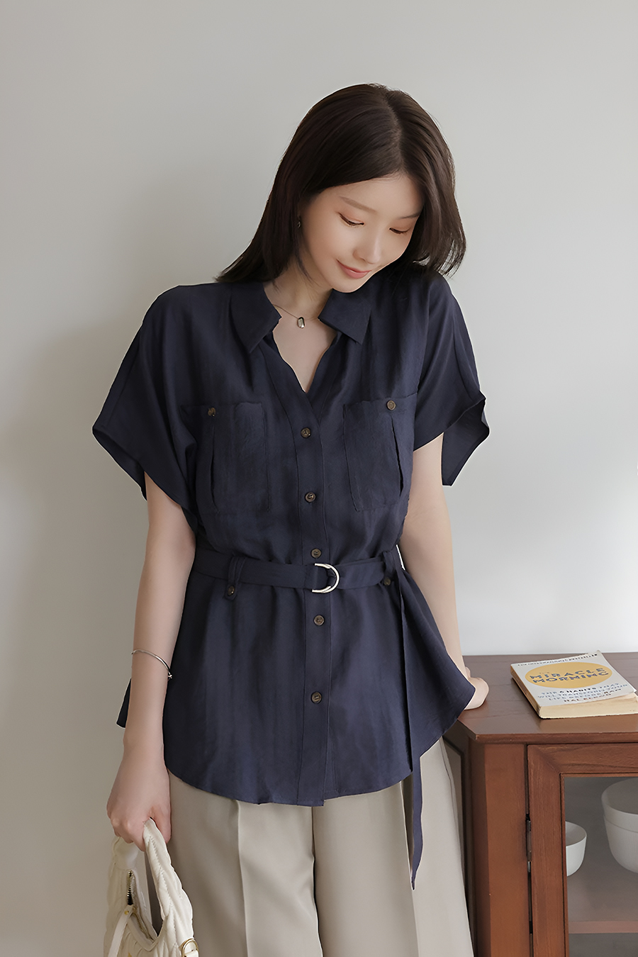 셋몬포켓 카라블라우스+벨트SET여름 옷장을 채울