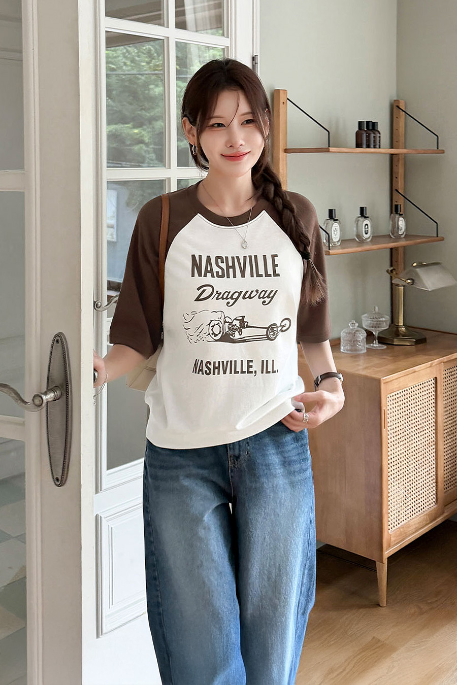 칠킷배색 프린팅맨투맨티