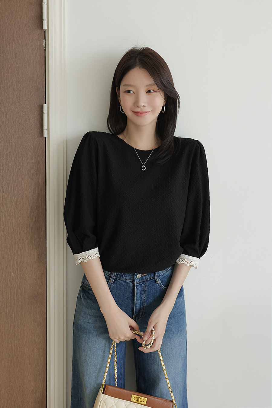 솜레이스 퍼프블라우스