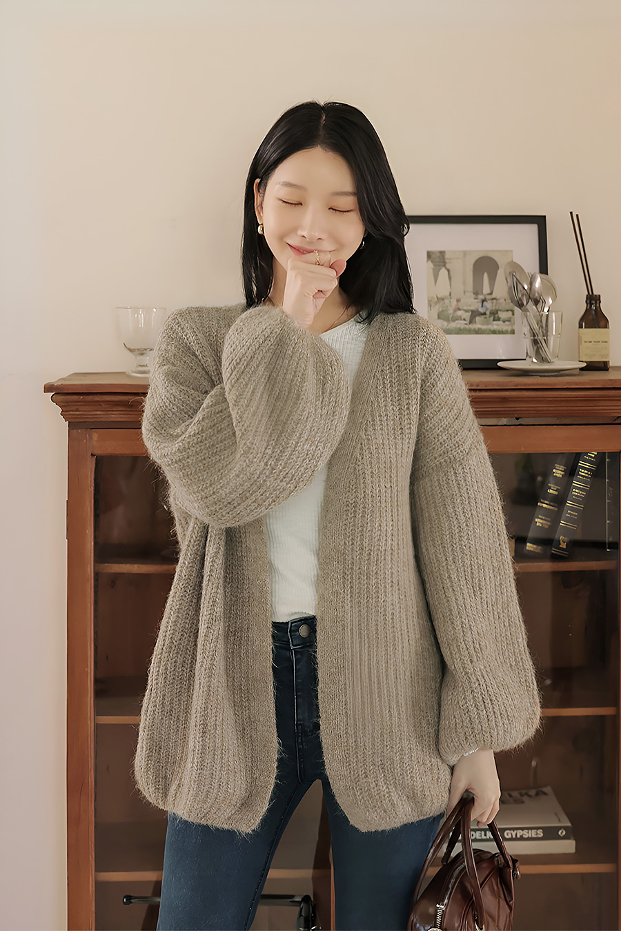 힐비스코스 니트가디건