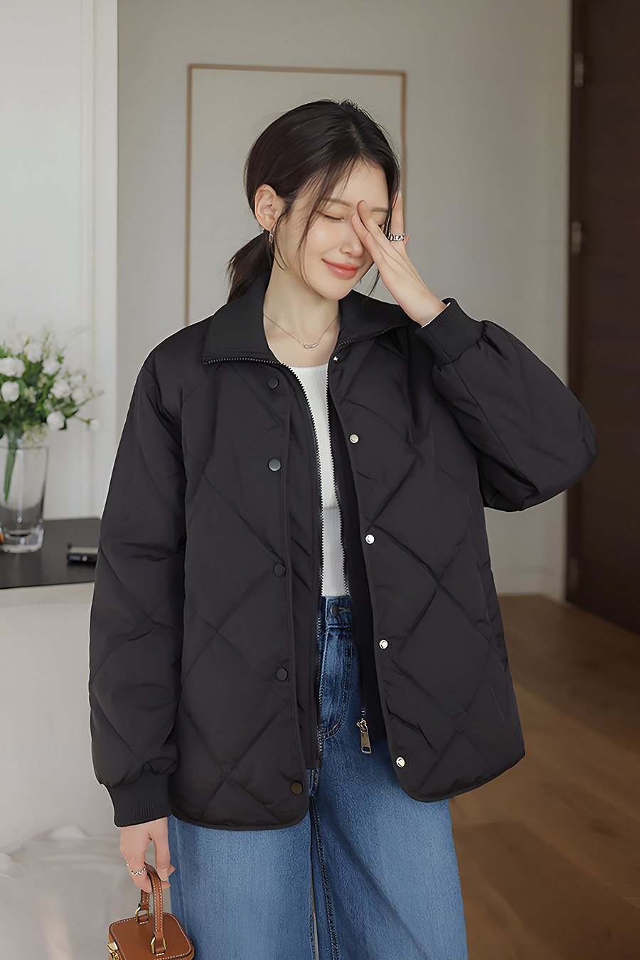 발디이중클로징 하이넥패딩점퍼