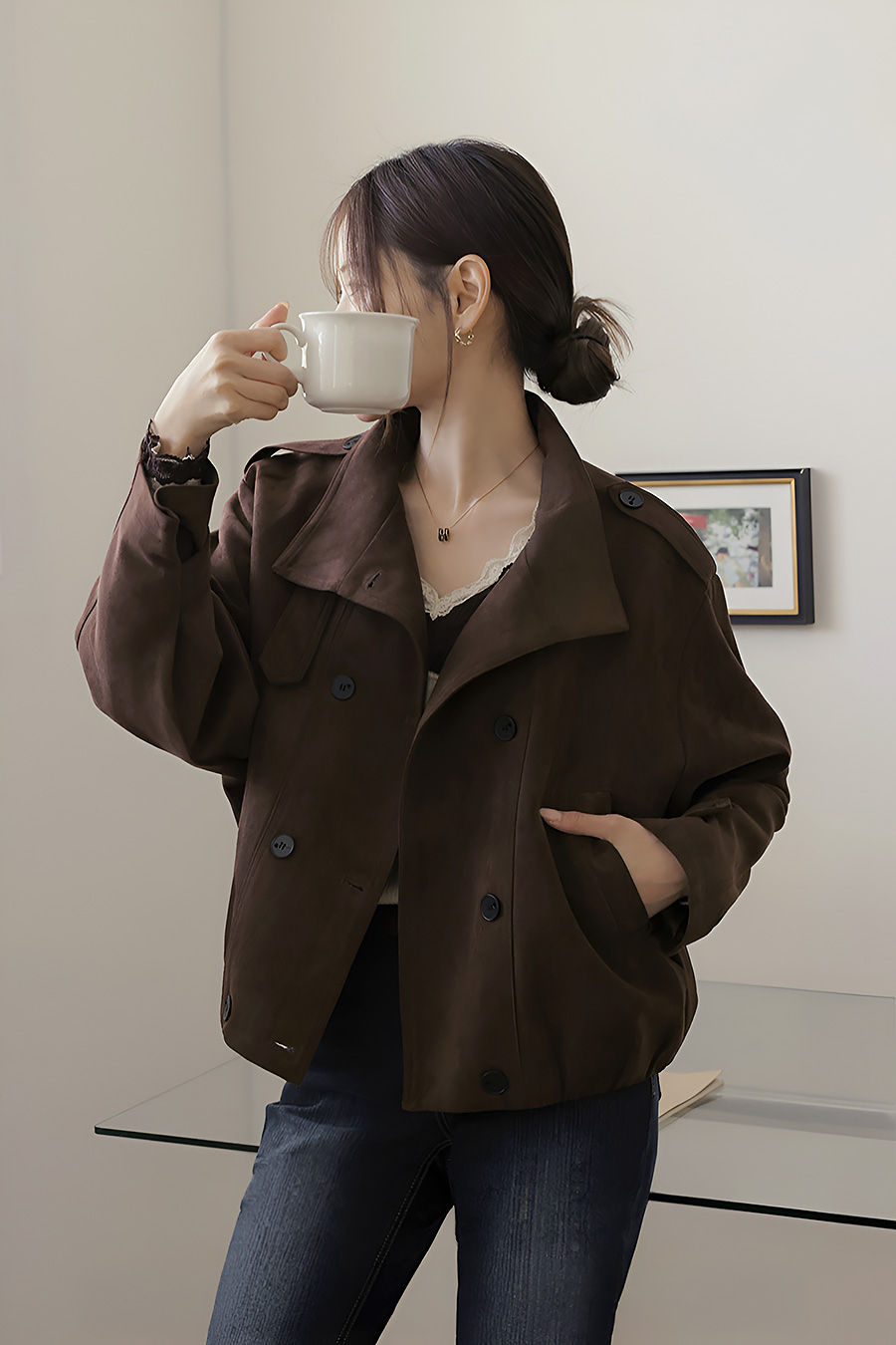 쿤하이넥 스웨이드자켓
