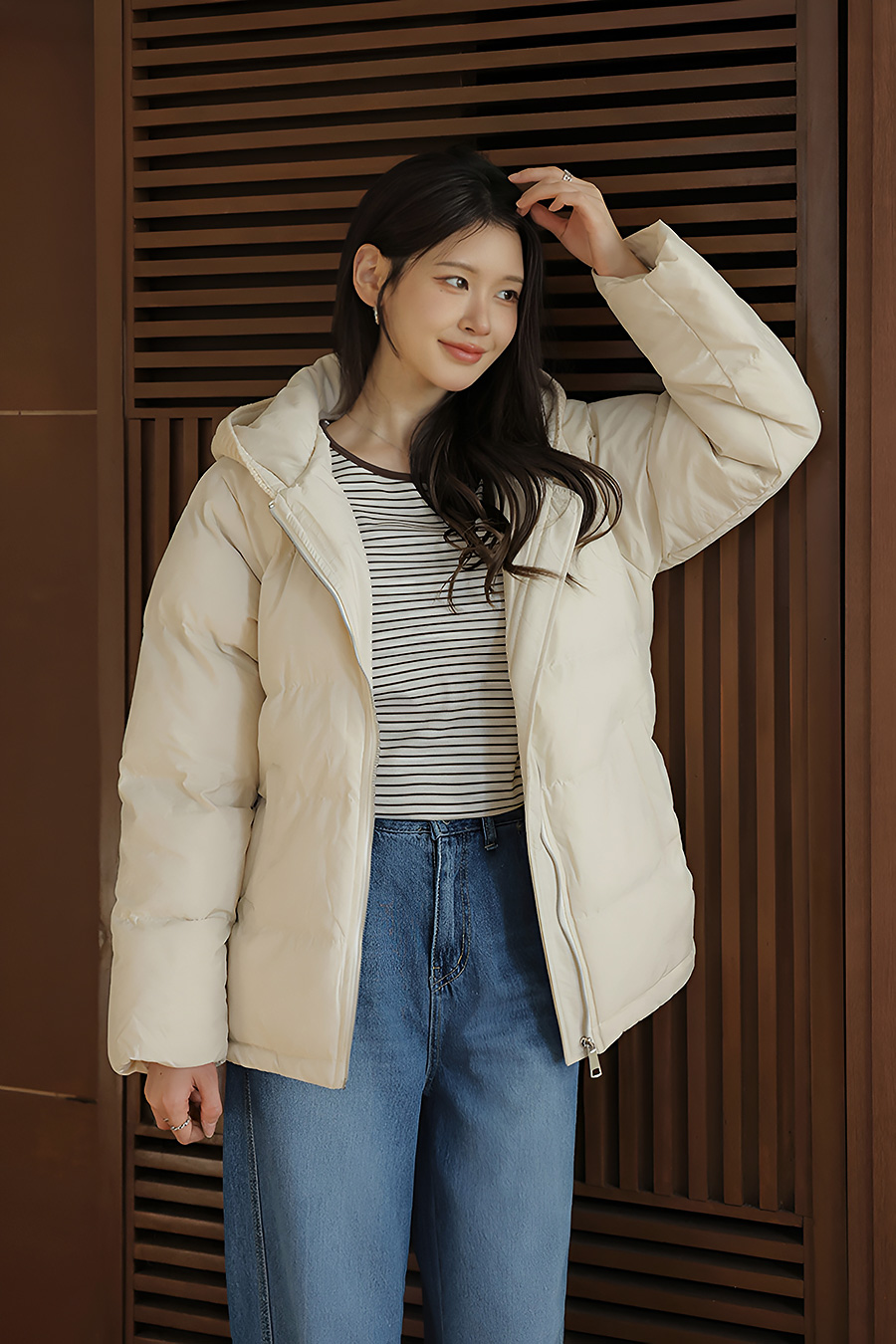 스킷 후드패딩점퍼